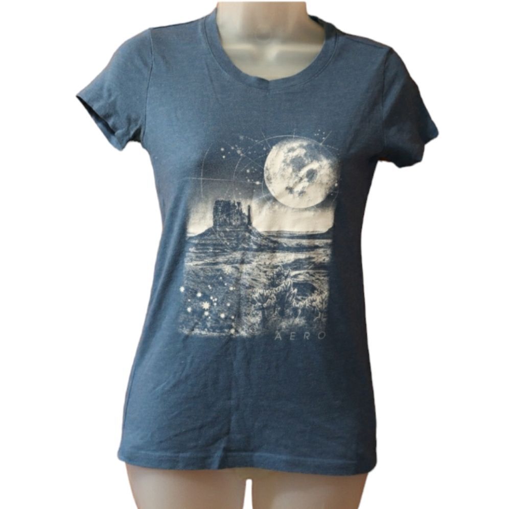 Free State Slate Blue Canyon Night Sky Graphic Print Tshirt Small